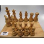 A Staunton pattern wood chess set, modern; and a Modernist shaped spherical design gilt painted