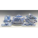 A collection of Spode blue and white transfer printed dinner wares, to include bowls, butter dish,