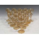 A set of 15 iridescent glass & enamelled white wine glasses, possibly LobmeyrCondition report: Minor