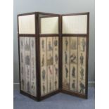 An Edwardian folding screen, the panels decorated with Spy and similar caricature prints 184cm high