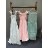 Vintage, coat, dresses, undergarments and a pair of shoes. Early and later 20th century dresses To