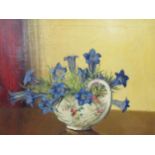 Margaret Evangeline Wilson, Gentians in Chelsea, signed (lower right), oil on canvas, 29 x 34cm