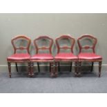 A Regency rosewood foldover top pedestal table and 4 Victorian mahogany dining chairs