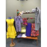 60s & 70s vintage clothing and pair of shoes. To include a Susan Barry purple maxi skirt, waist 24".
