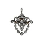 A late Victorian diamond garland pendant/ brooch,