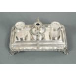 A George IV silver desk inkstand,