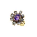 An amethyst and diamond cluster ring,
