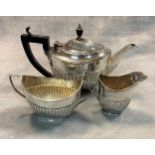 A Victorian silver bachelor's three-piece tea set,