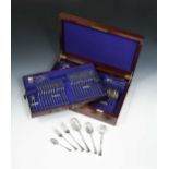 A canteen containing a 62-piece set of George V silver flatware,