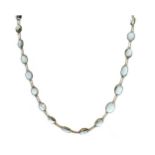 An aquamarine set necklet,