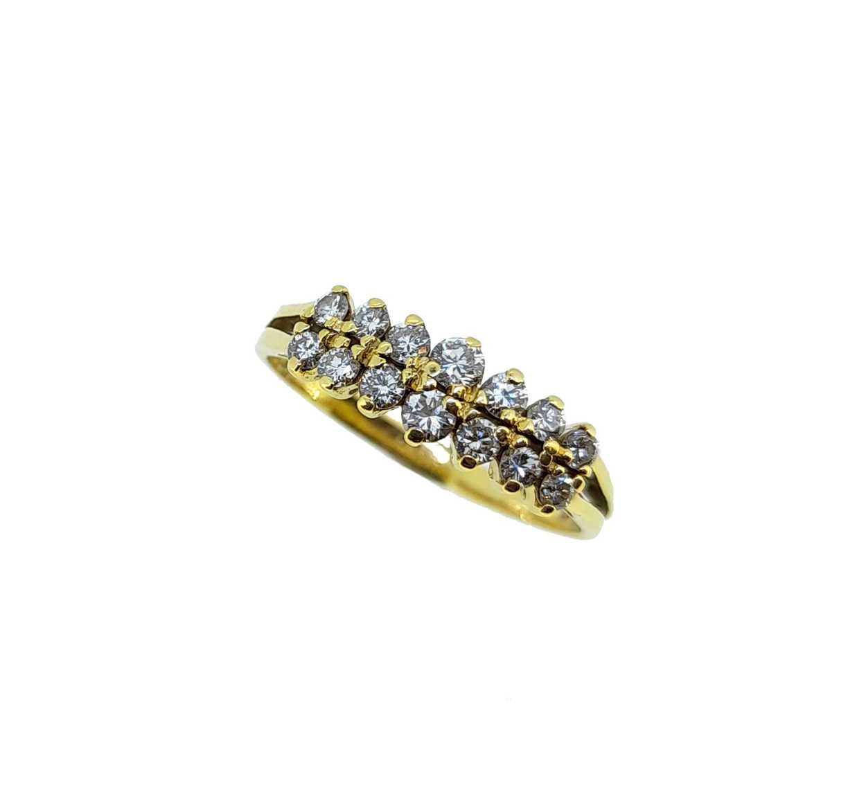 An 18ct gold two row diamond ring,