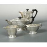 A George V silver four-piece tea set,