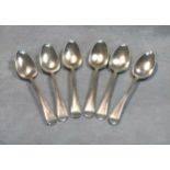 Six George III 18th century silver tablespoons,