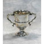 A George III 18th century silver two handled trophy cup,