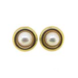 A pair of mabé pearl ear clips,