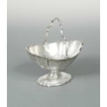 An Edward VII silver swing handled sugar basket,