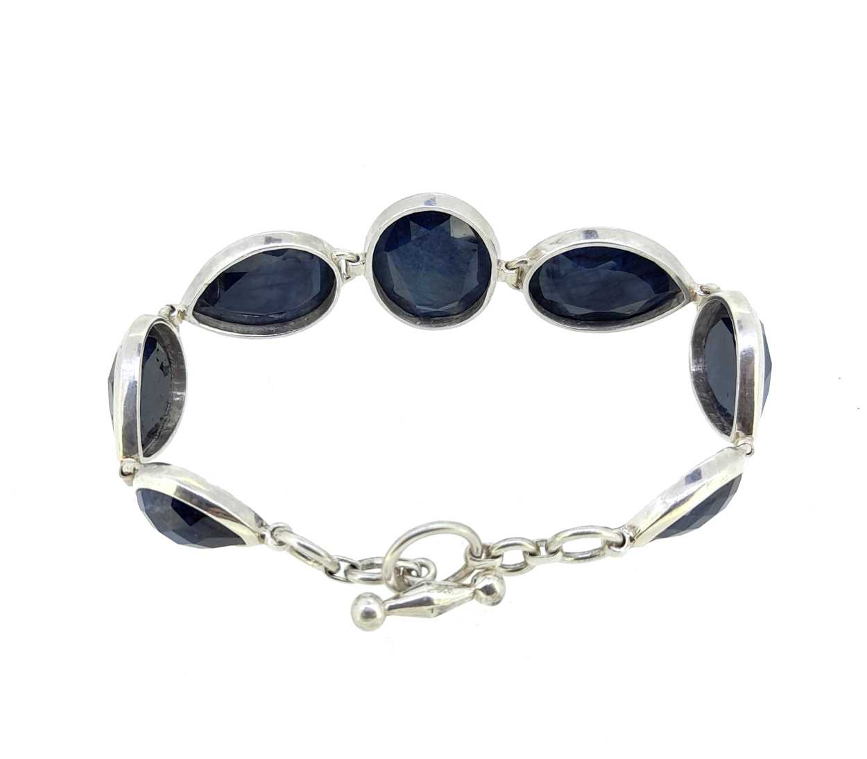 A modern sapphire set bracelet, - Image 3 of 3