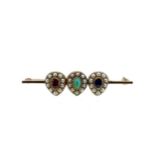 A Georgian triple heart bar brooch,