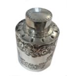 A Victorian silver tea caddy canister,