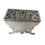 An unusual George V silver table vinaigrette / pot-pourri container,