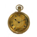 Unsigned - A Swiss 18ct gold open-faced pocket watch,