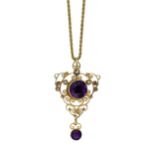 An amethyst pendant and chain,