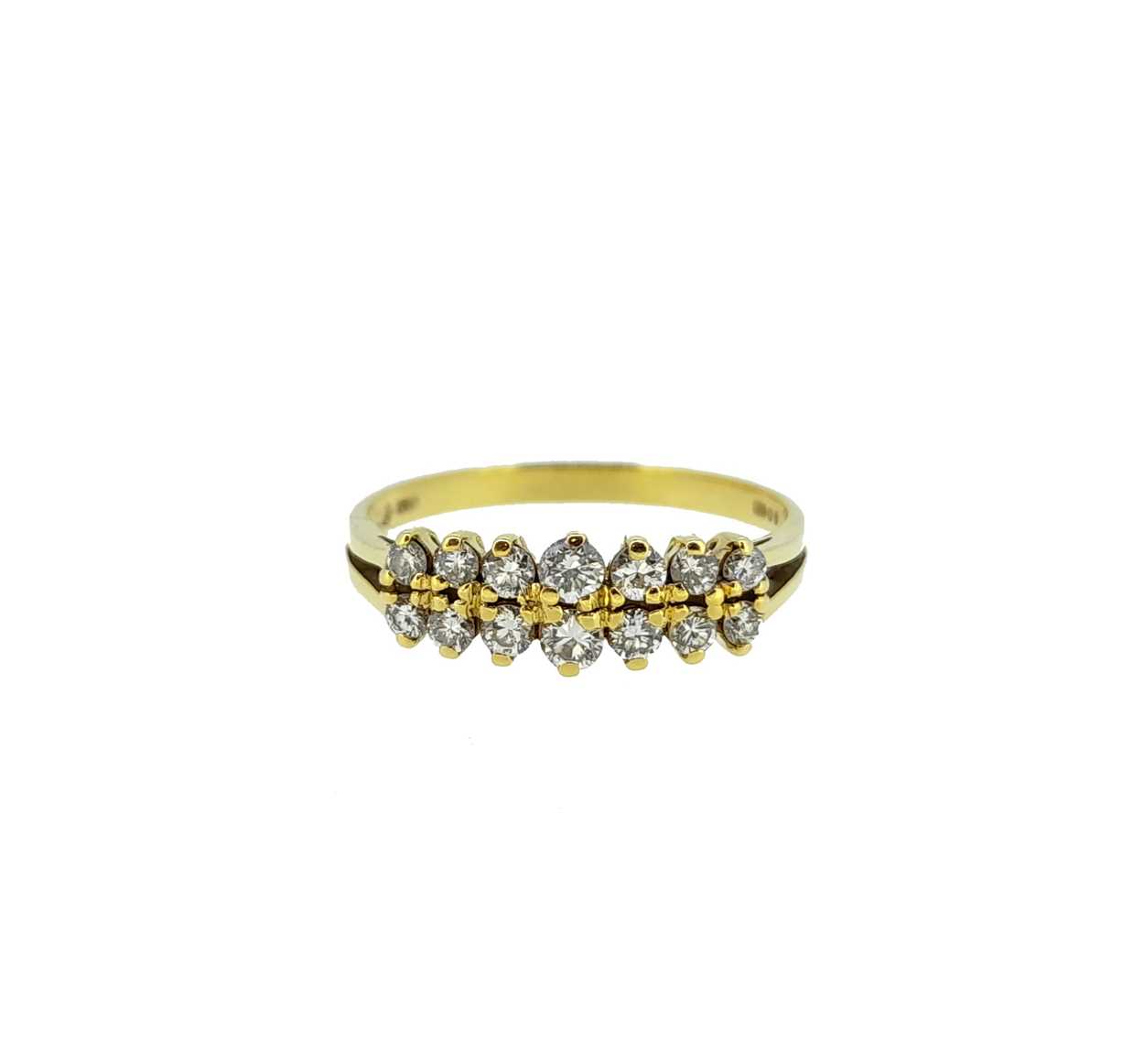 An 18ct gold two row diamond ring, - Image 2 of 5