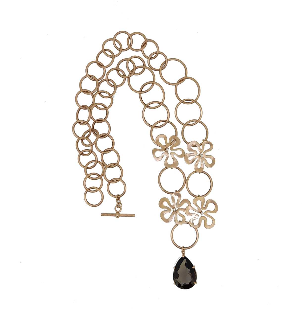 A smoky quartz and diamond floral necklet, - Image 4 of 4