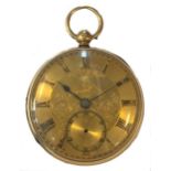 Unsigned - A Victorian 18ct gold open-faced pocket watch,