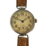 Rolex - An early 20th century silver 'Trench' wristwatch,