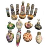 A collection of Victorian and later ceramic scent / snuff bottles,