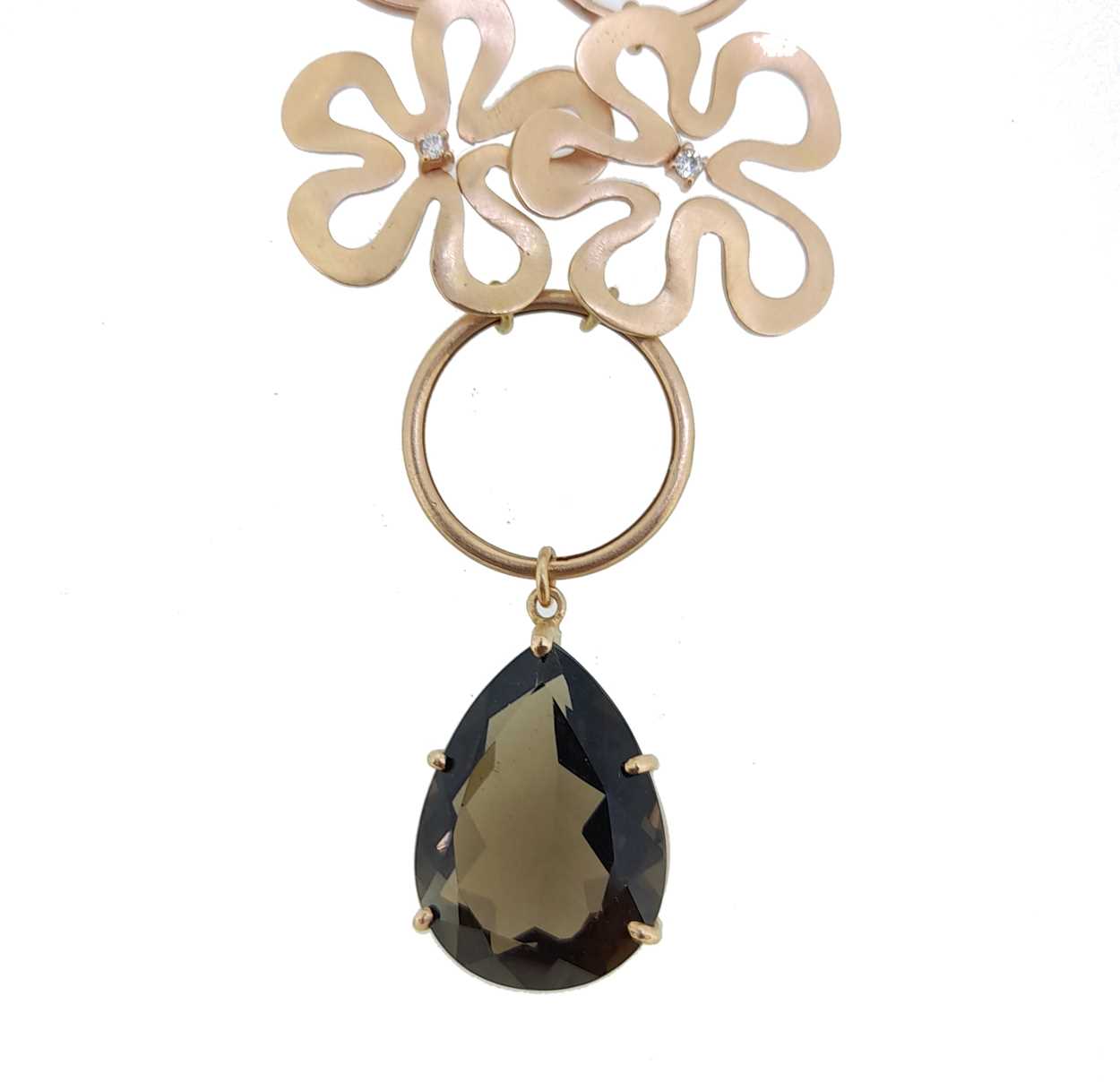 A smoky quartz and diamond floral necklet, - Image 3 of 4