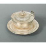 A Victorian silver combination lidded butter dish and saucer,
