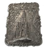 A Victorian silver 'Castle Top' style hinged card case, mark of Nathaniel Mills,