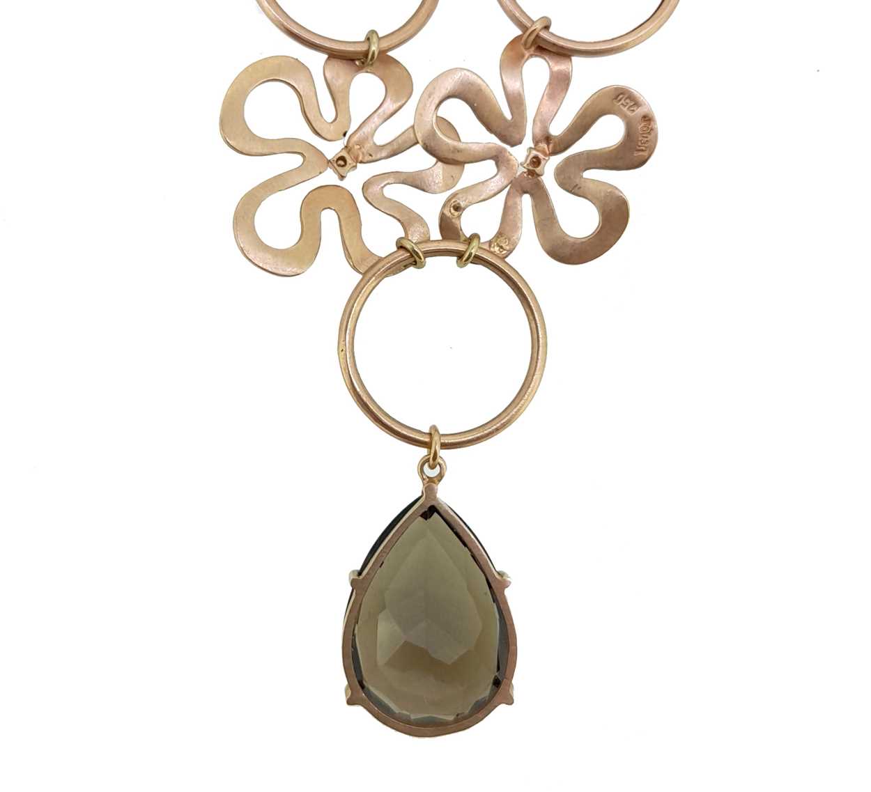 A smoky quartz and diamond floral necklet, - Image 2 of 4