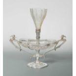 An Edward VII silver and glass table centrepiece,