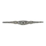 An Art Deco diamond bar brooch,