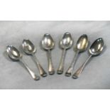 Six George II silver tablespoons,