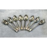 A set of eight George III 18th century silver tablespoons,