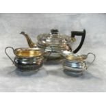 An Edward VIII silver three-piece tea set,