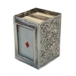 A Victorian silver miniature double pack playing card holder,