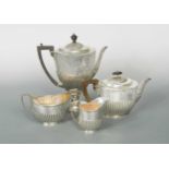 A Victorian silver harlequin four-piece tea and coffee set,
