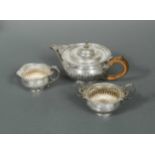A Victorian silver bachelor's three-piece tea set,