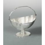 A George III 18th century silver swing handled sugar basket,