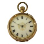 Unsigned - A Swiss 14ct gold open-faced pocket watch,