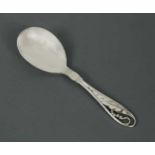 A 20th century Danish metalwares silver large serving spoon, mark of Georg Jensen,