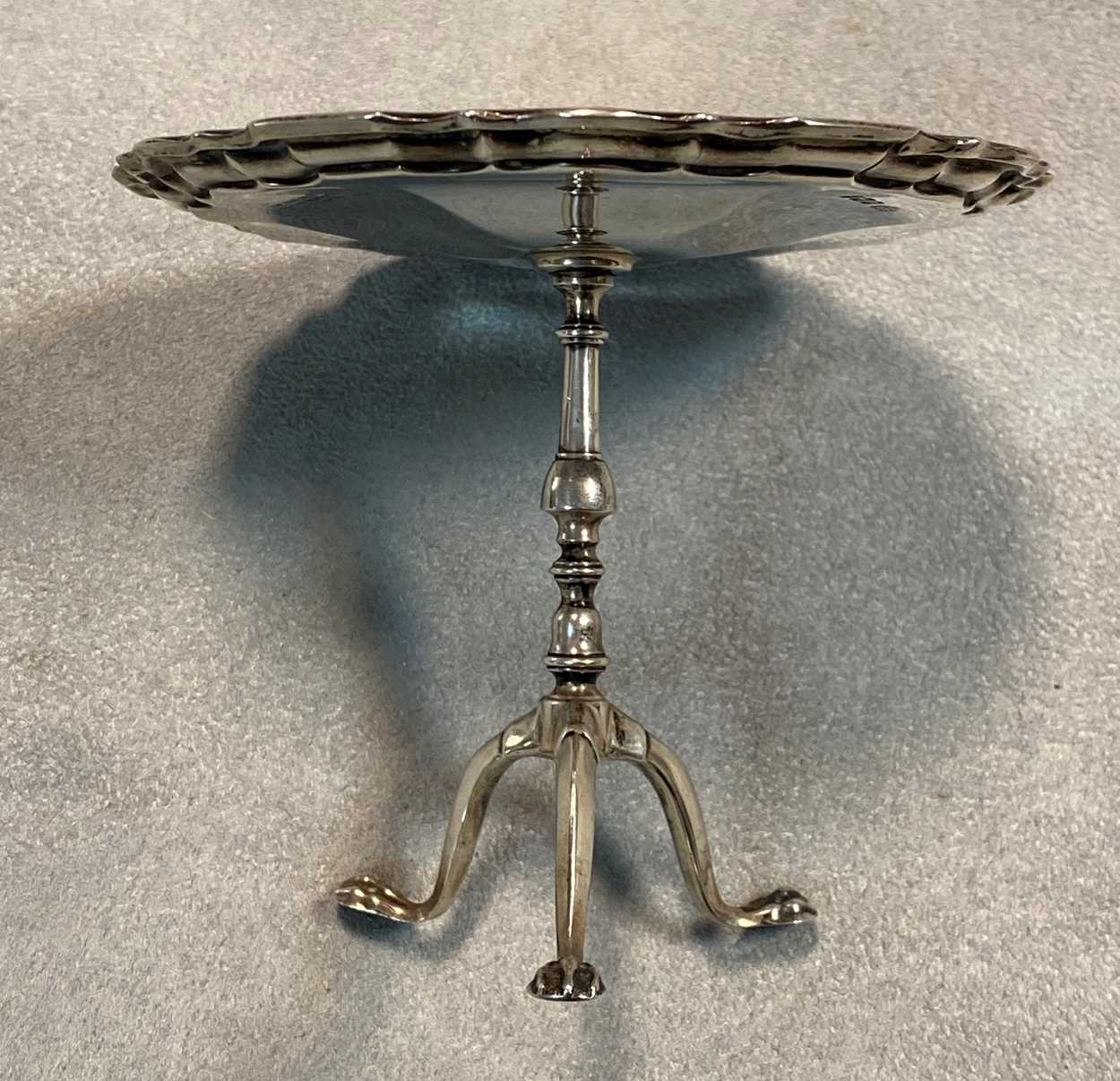 An early 20th century silver miniature tripod wine table, - Image 2 of 7