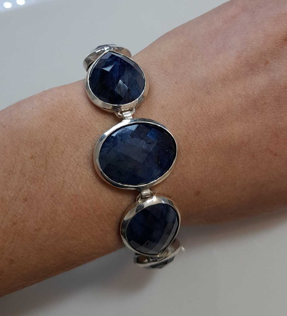 A modern sapphire set bracelet, - Image 2 of 3