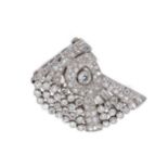 A diamond fan brooch,