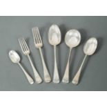 A 36-piece harlequin set of early 20th century silver flatware with 14 additions,